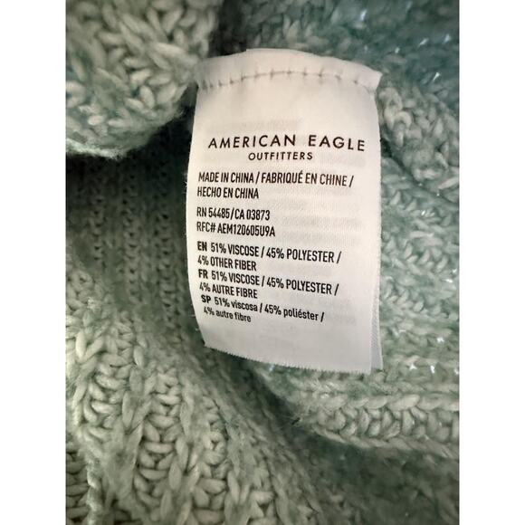 American Eagle Sweater Womens Medium teal Knit Pullover Crewneck Cozy Soft - Picture 10 of 13